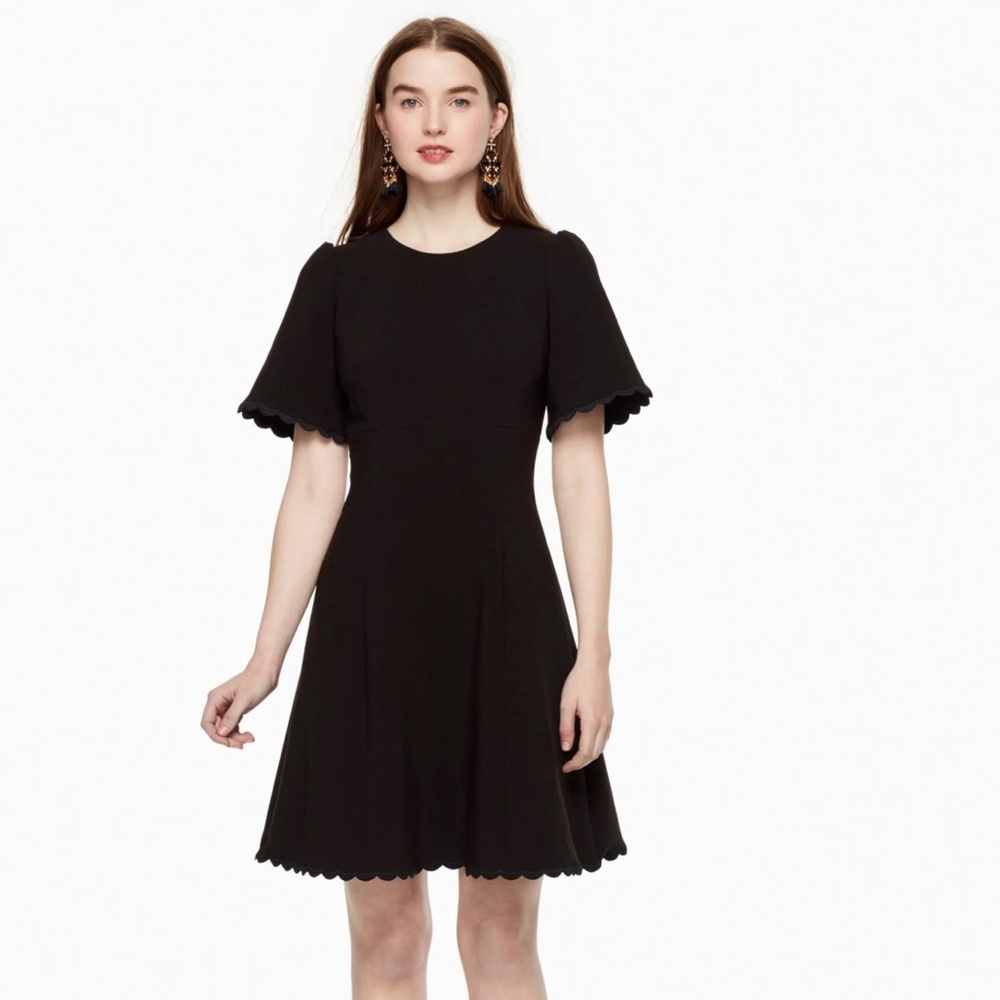 Kate Spade Crepe Scalloped Swing Dress